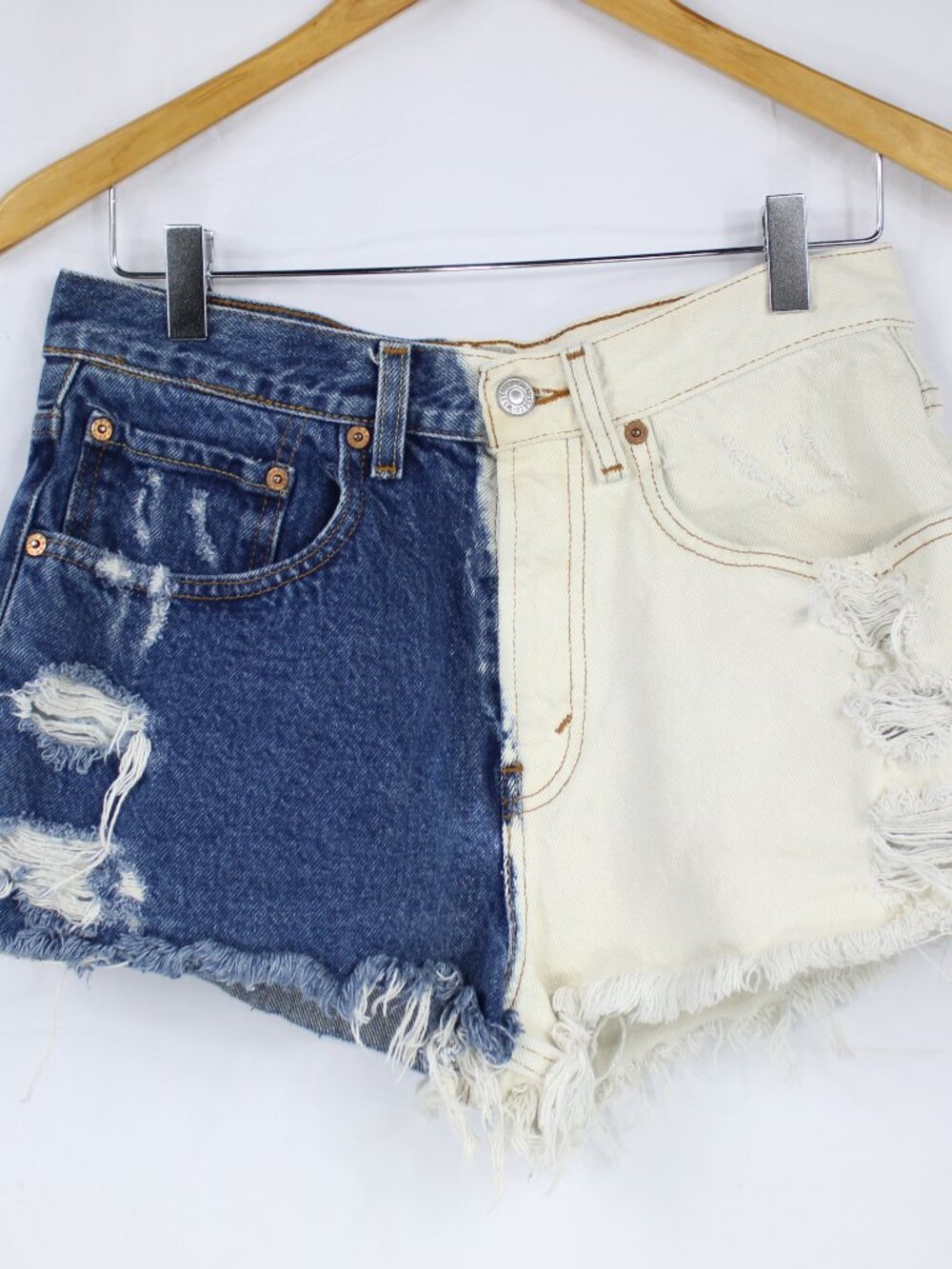 LEVIS 569 PETROS WOMEN'S CUTOFF SHORT COLOR BLOCK DISTRESSED SZ 18 REG VINTAGE